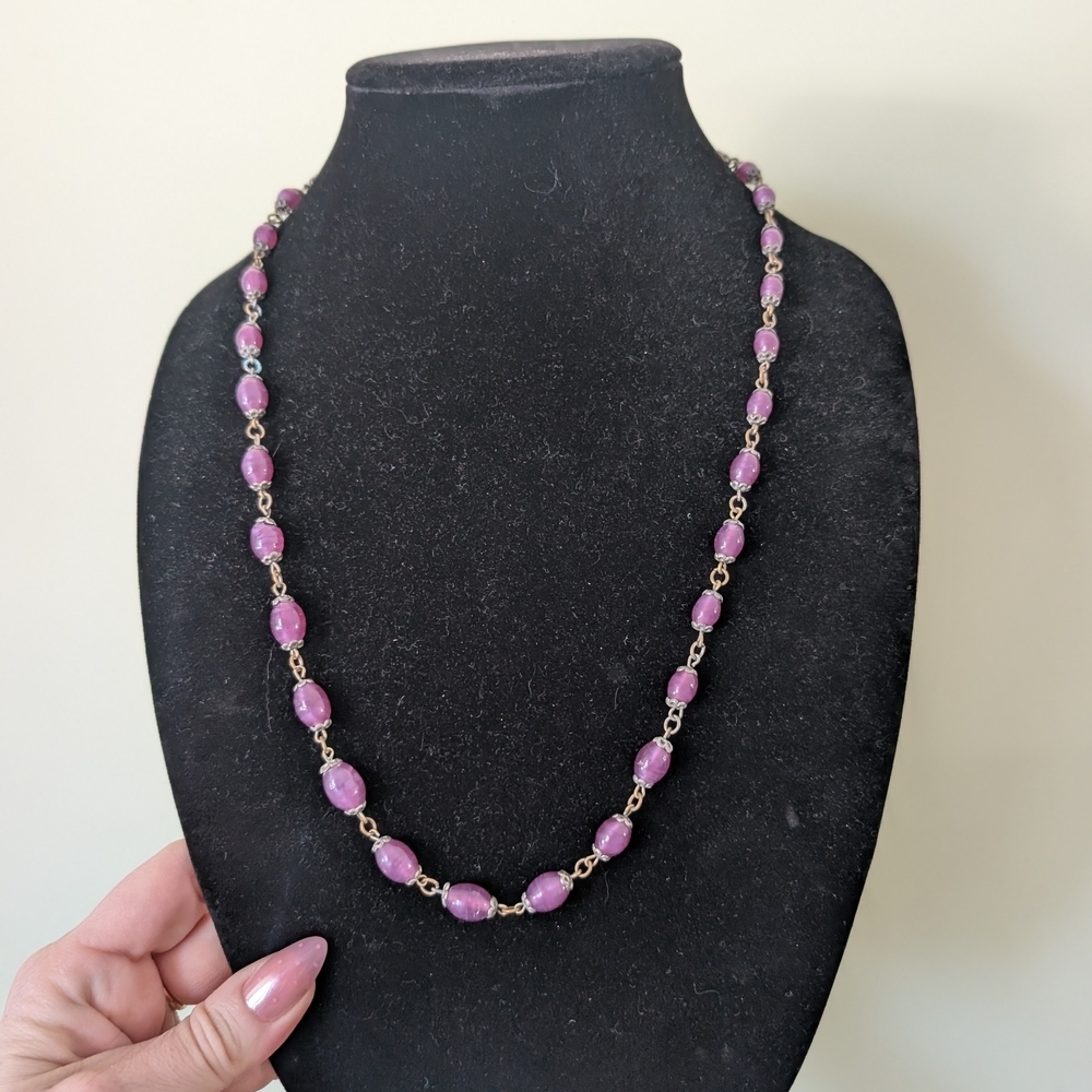 Gothic Vintage Purple Beaded Necklace